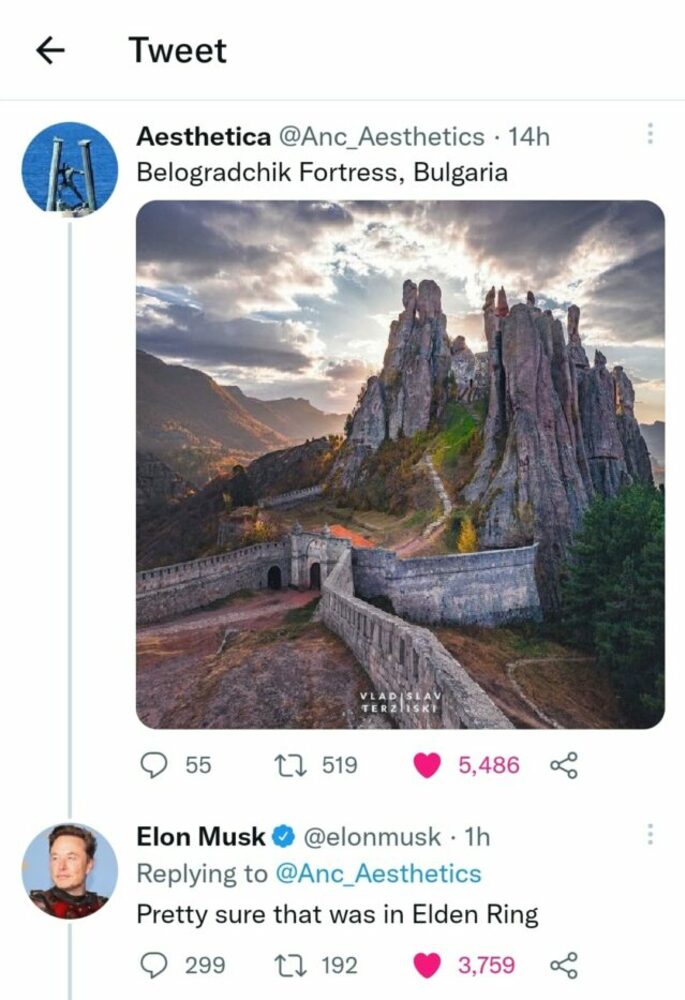Elon Musk's tweet about Bulgarian Belogradchik Rocks Elon Musk's tweet about Bulgarian Belogradchik Rocks